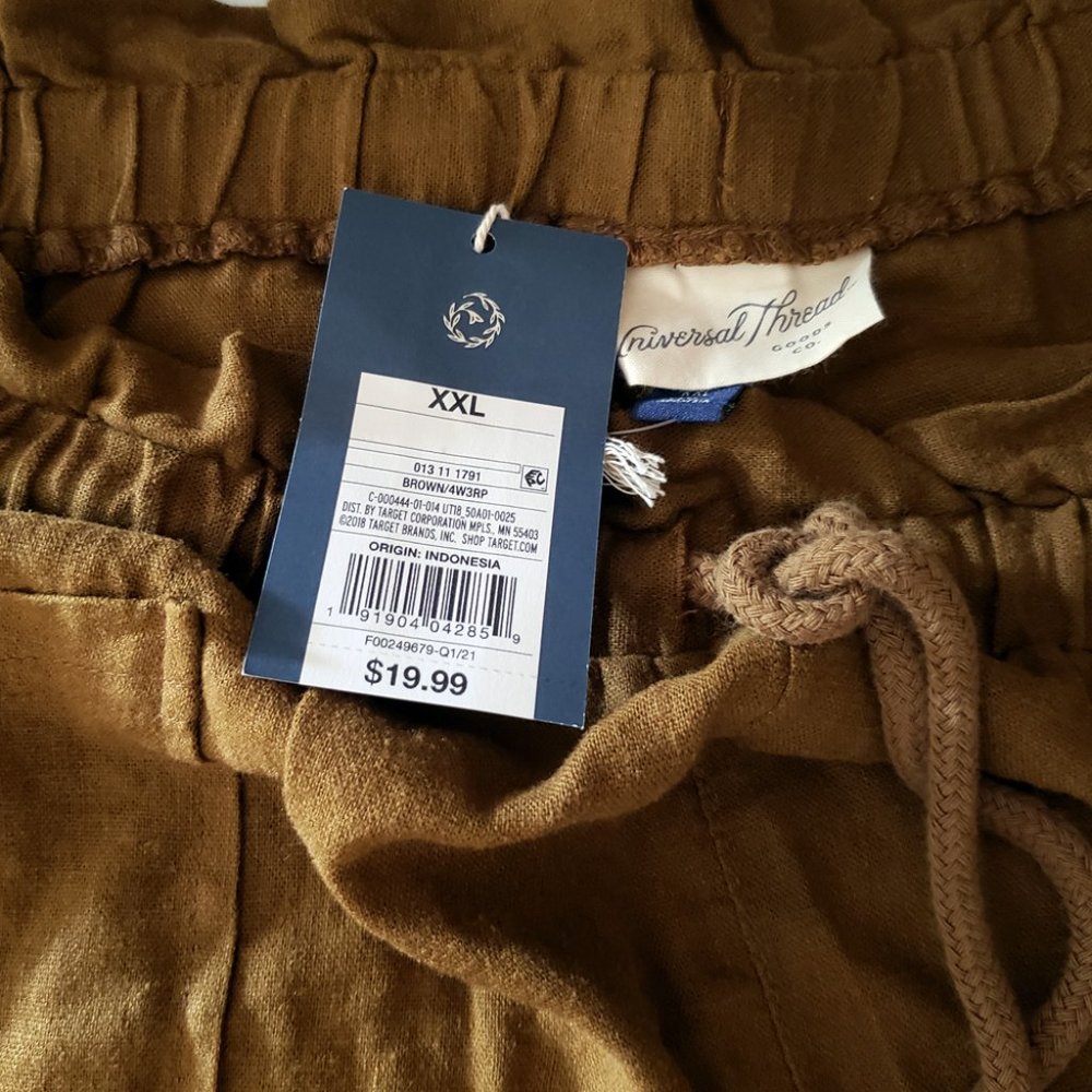 NWT Plus Size 2X Universal Thread Mid-Rise Tie Waist Utility Shorts BROWN - Picture 4 of 8